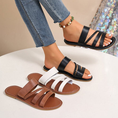 Damen Komfortable Riemchen-Sandalen mit geflochtenem Design EB