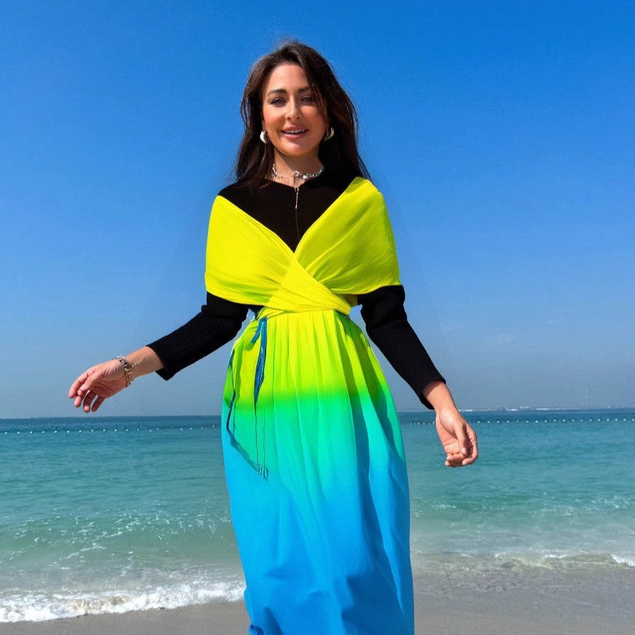 Damen Strandkleid mit Wickel- und Farbverlauf EB