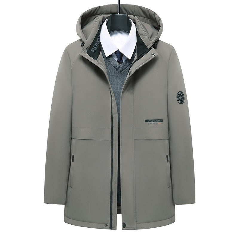 Herren mittellanger Thermoparka mit Kapuze, wind- und wasserabweisender Performance-Außenhülle EB