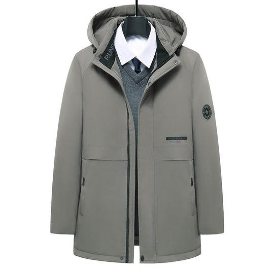 Herren mittellanger Thermoparka mit Kapuze, wind- und wasserabweisender Performance-Außenhülle EB