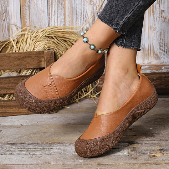 Damen nan komfortable Slip-On Plateau-Ballerina mit strukturierter Gummilaufsohle und weichem PU-Obermaterial EB