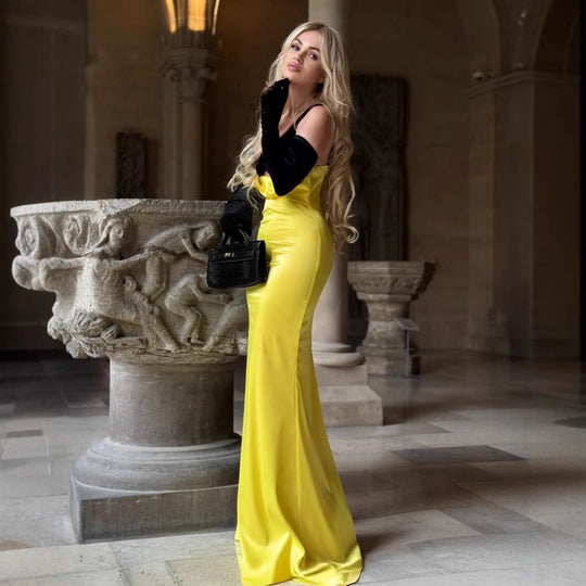 Damen Elegantes langes Kleid mit raffiniertem Bustier-Design und fließendem Rock EB