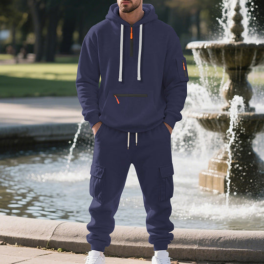 Herren modischer Sportanzug mit Kapuze und praktischen Taschen EB