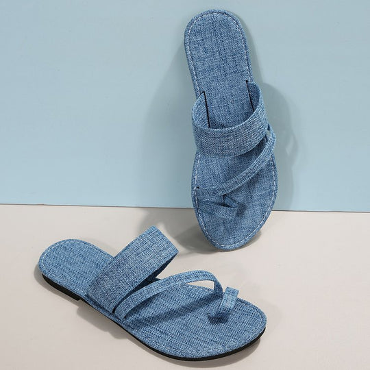 Damen lässige Slide-Pantoletten aus Denim EB