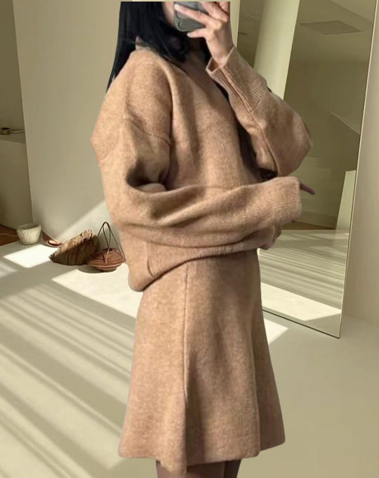 Damen Strickkleid mit voluminösen Ärmeln und lässigem Schnitt EB