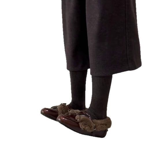 Damen Komfortable Hausschuhe mit weichem Fleece-Futter und modischem Doppelriemen EB