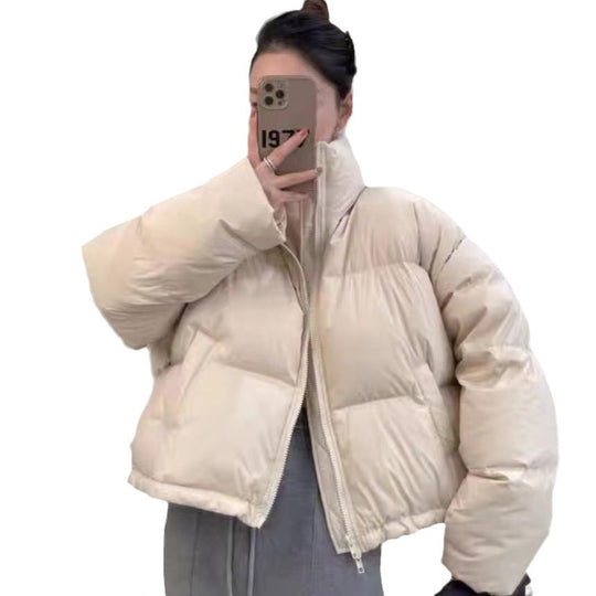 Damen Kurze wattierte Funktionsjacke mit hohem Kragen und seitlichen Taschen EB