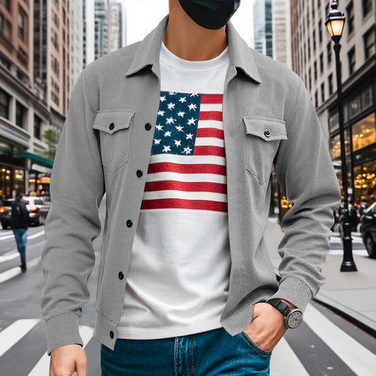 Herren lässige Oberhemdjacke mit funktionalen Taschen und strukturiertem Design EB