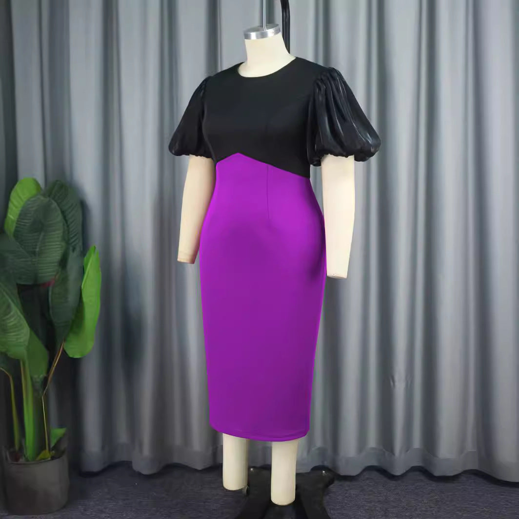 Damen Figurbetontes Kleid mit voluminösen Puffärmeln EB