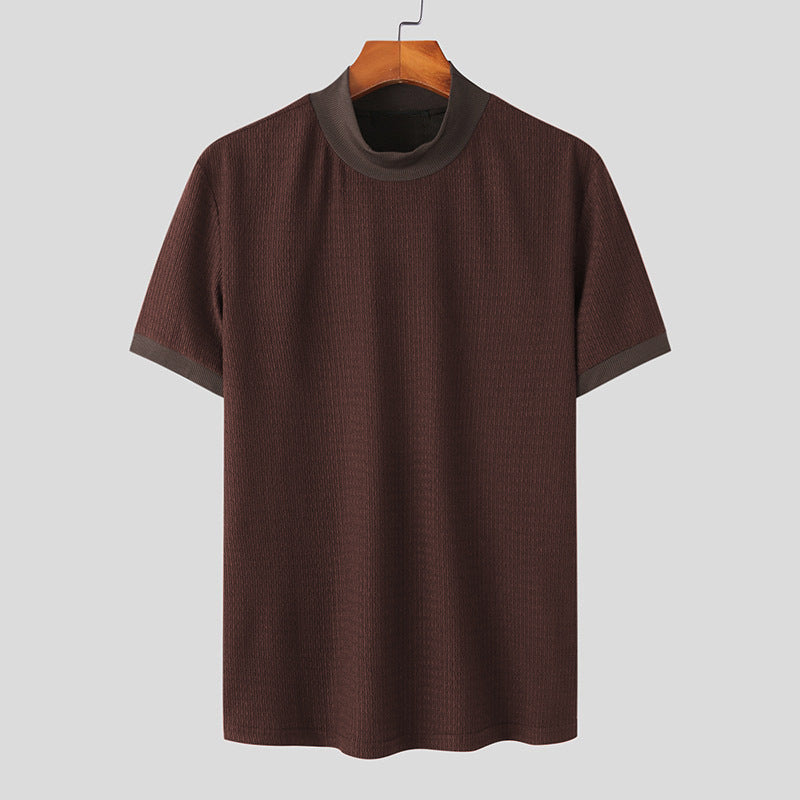 Herren nan Kurzarm Feinstrickshirt mit Stehkragen EB