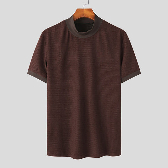 Herren nan Kurzarm Feinstrickshirt mit Stehkragen EB