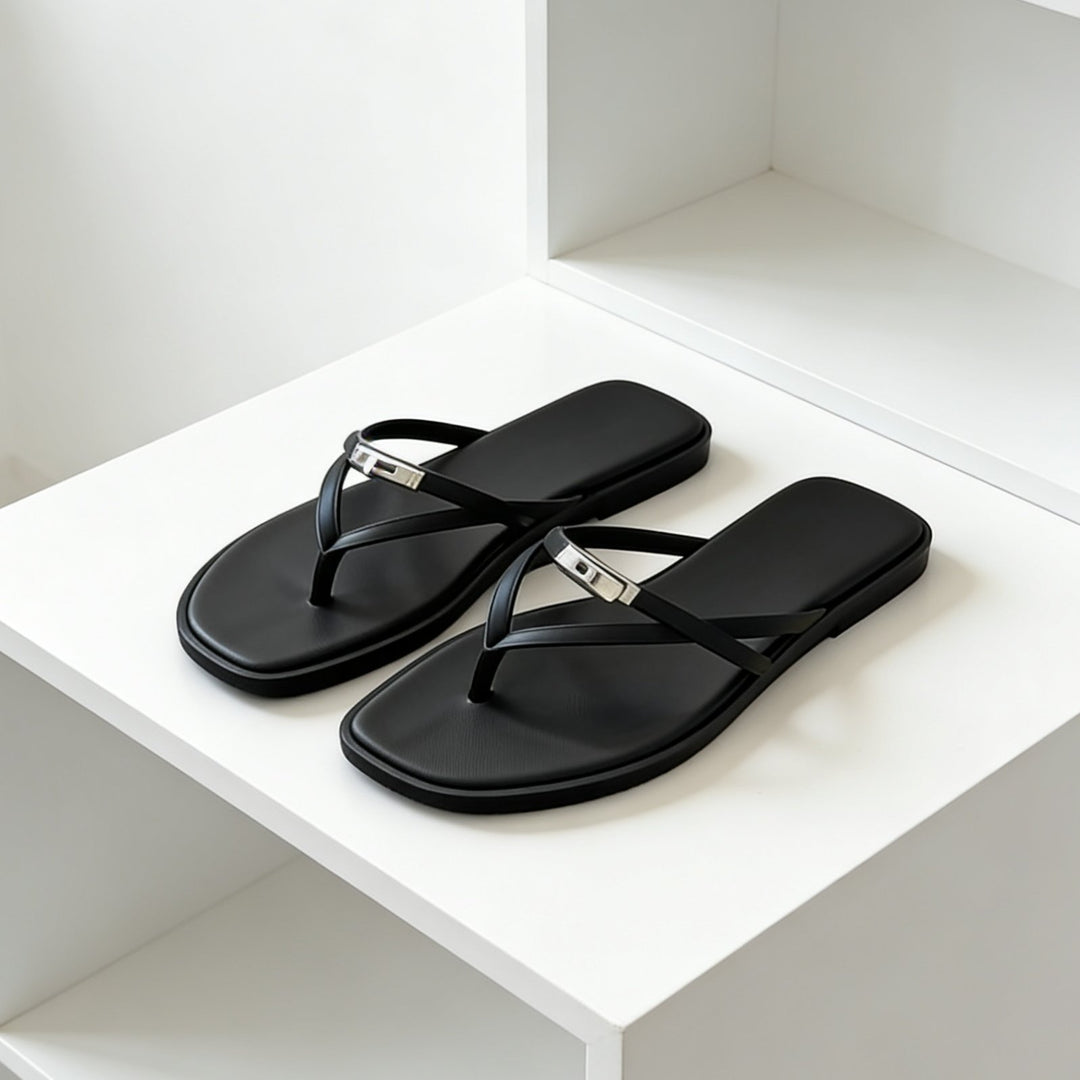 Damen Elegante Flip-Flops mit glänzenden Akzenten EB