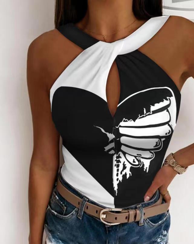 Damen figurbetontes Body mit kreativem Cut-Out und grafischen Details EB