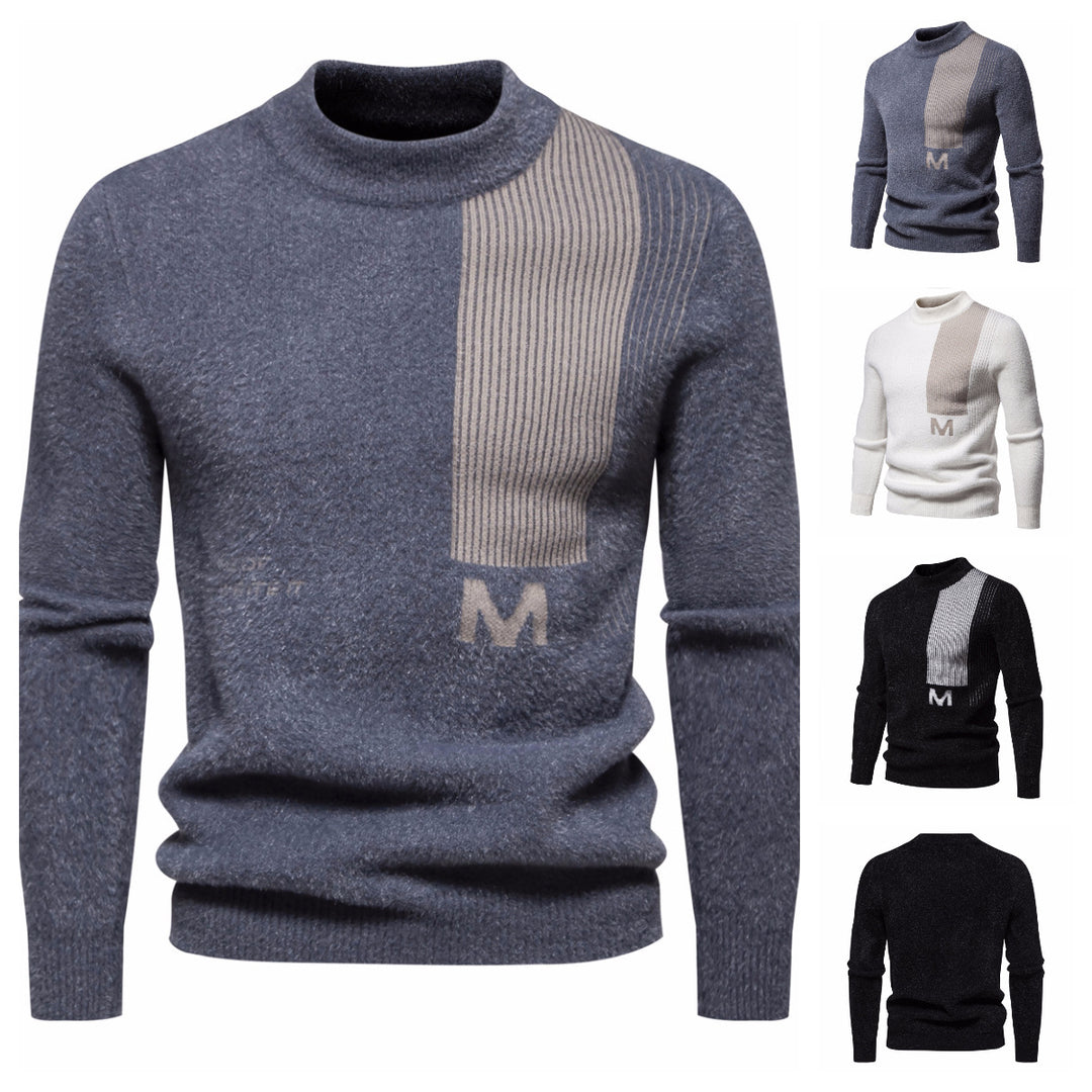 Herren Hochwertiger Strickpullover mit modernem Stehkragen und strukturiertem Design EB