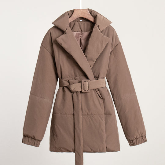 Damen Elegante und warme Wattierte Jacke mit Taillengürtel EB