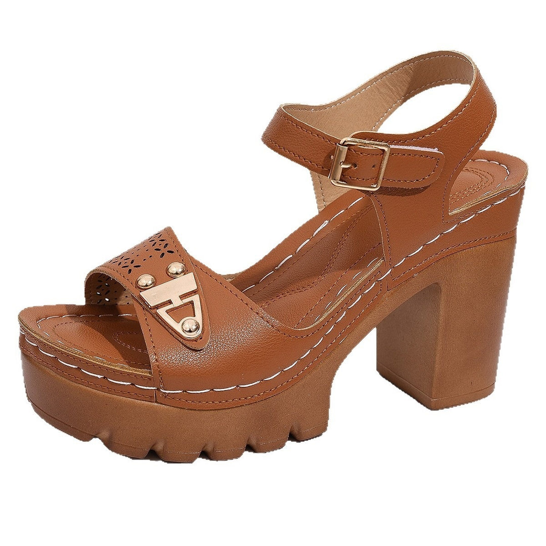 Damen Plattform-Sandalen mit verstellbarem Riemen und robuster Sohle EB