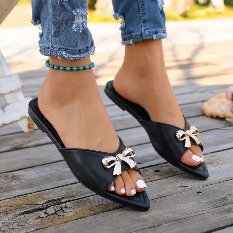 Damen modische Slipper mit eleganter Schleifenapplikation EB