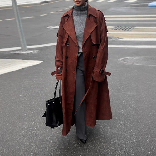 Damen Eleganter Trenchcoat aus Wildleder EB