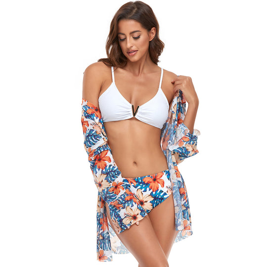 Damen Bikiniset mit transparenter Strandtunika EB