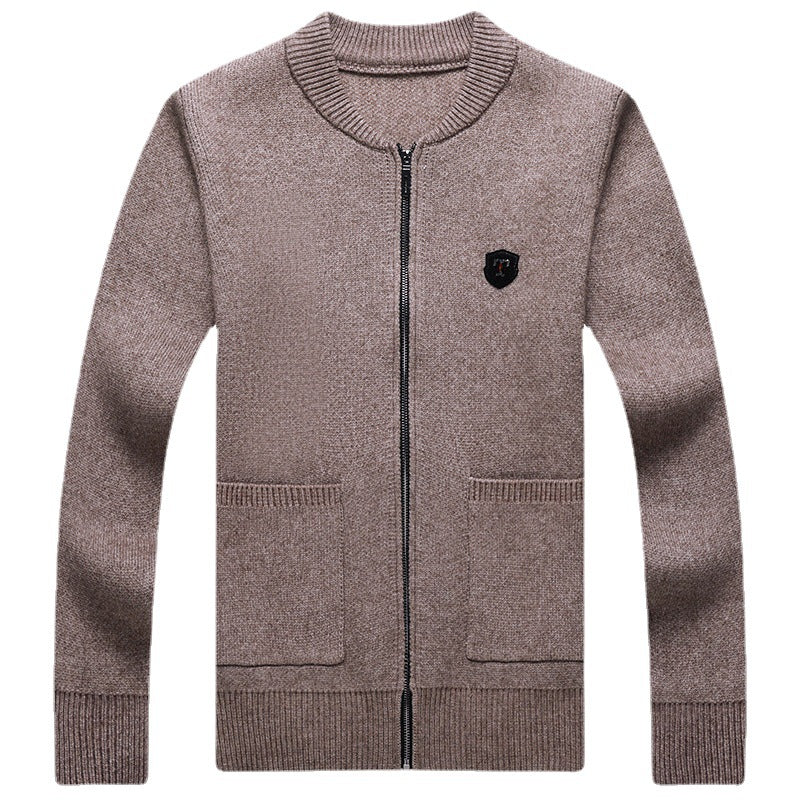Herren Klassische Strickjacke mit Reißverschluss und aufgesetzten Taschen EB