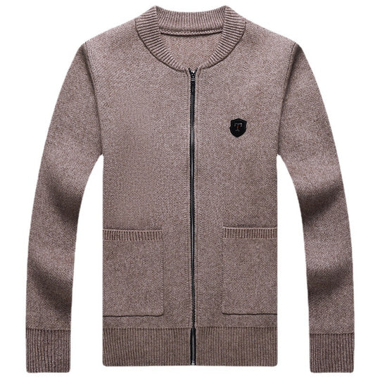 Herren Klassische Strickjacke mit Reißverschluss und aufgesetzten Taschen EB