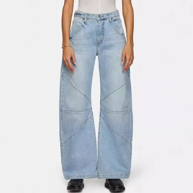Damen breite Jeans mit einzigartigem Nahtdesign im angesagten Stil EB