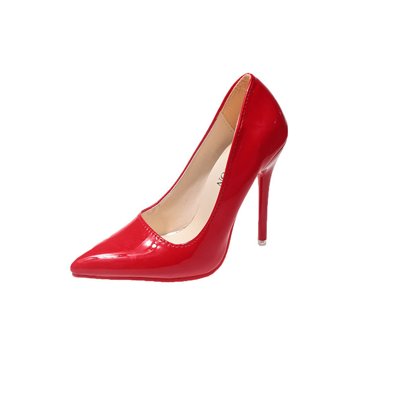 Damen Klassische High Heels mit spitz zulaufendem Design und hochglänzender Oberfläche EB