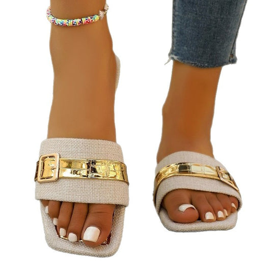 Damen Flip-Flops mit glamourösem Riemendesign EB