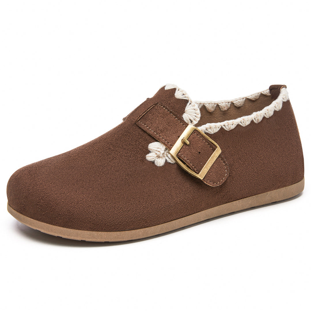 Damen Komfortable Clogs mit dekorativem Riemen EB