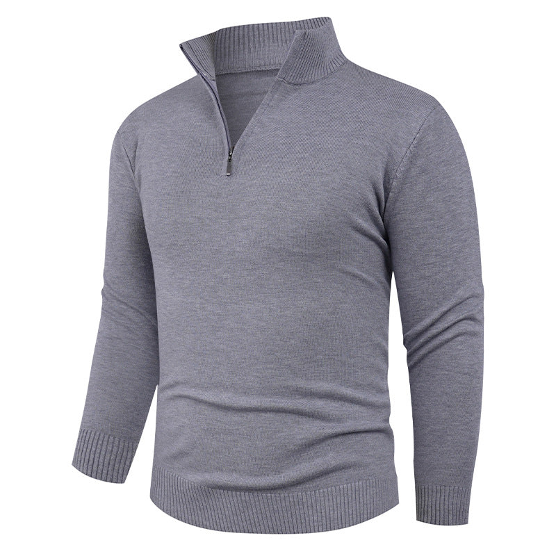 Herren Strickpullover mit hohem Kragen und praktischem Reißverschluss EB
