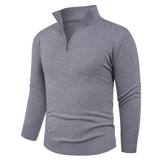 Herren Strickpullover mit hohem Kragen und praktischem Reißverschluss EB