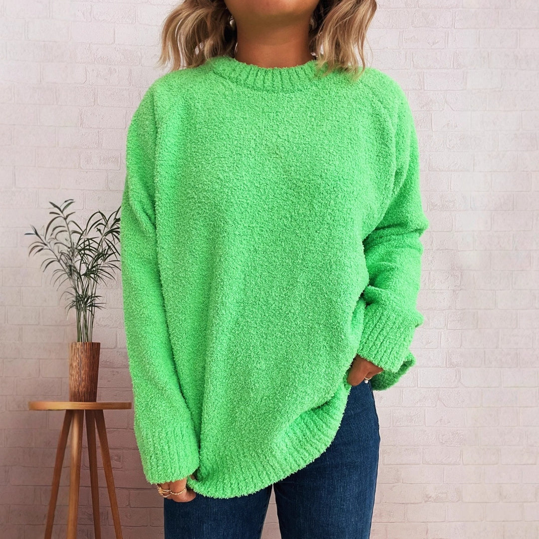 Damen wärmender Strickpullover mit lässigem Schnitt und strukturiertem Design EB