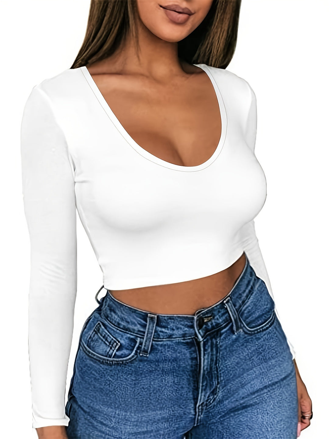 Damen Langarm Crop Top EB