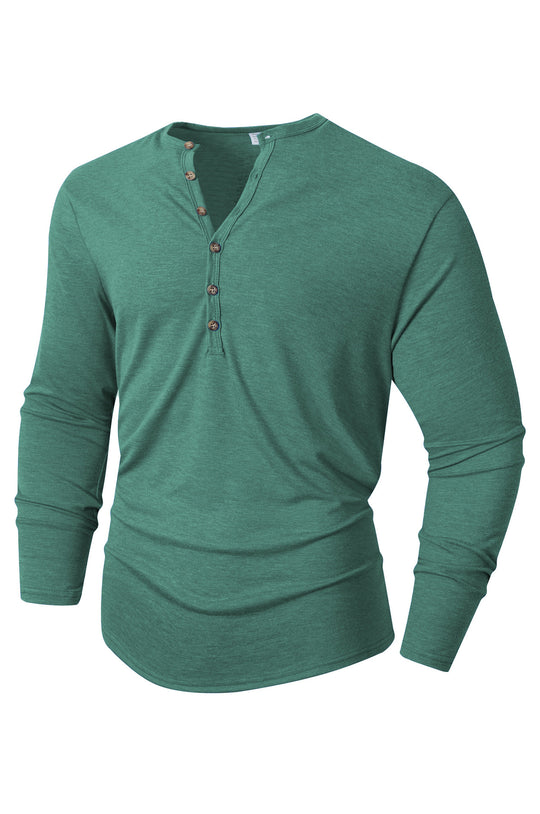 Herren Langarm Henley-Shirt mit Knopfleiste und weichem Baumwollmix EB