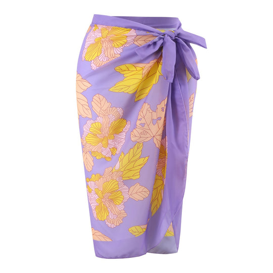 Damen Einteiler Badeanzug mit floralem Design und Wickelrock EB