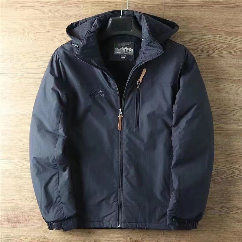 Herren nan wasserabweisende isolierte Allwetter-Trekkingjacke mit verstellbarer Kapuze und verdeckter Brusttasche EB