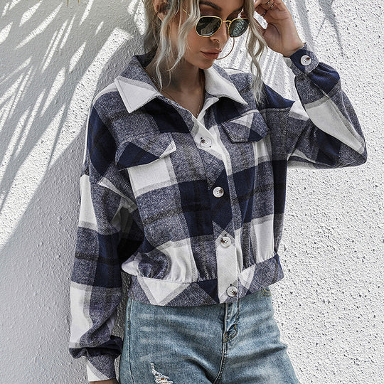 Damen lässige Flanelljacke mit Karomuster EB