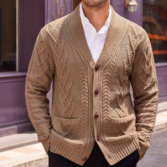 Herren Strickjacke mit großer Blende und Taschen EB