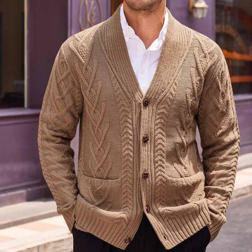 Herren Strickjacke mit großer Blende und Taschen EB