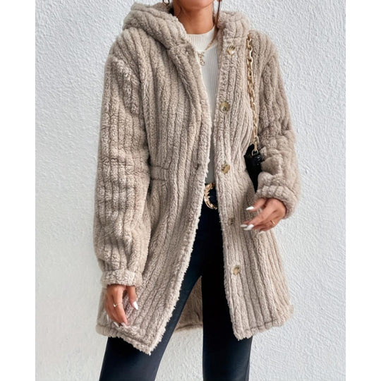 Damen Kuschelige Strickjacke mit langen Ärmeln und voluminösem Schnitt EB