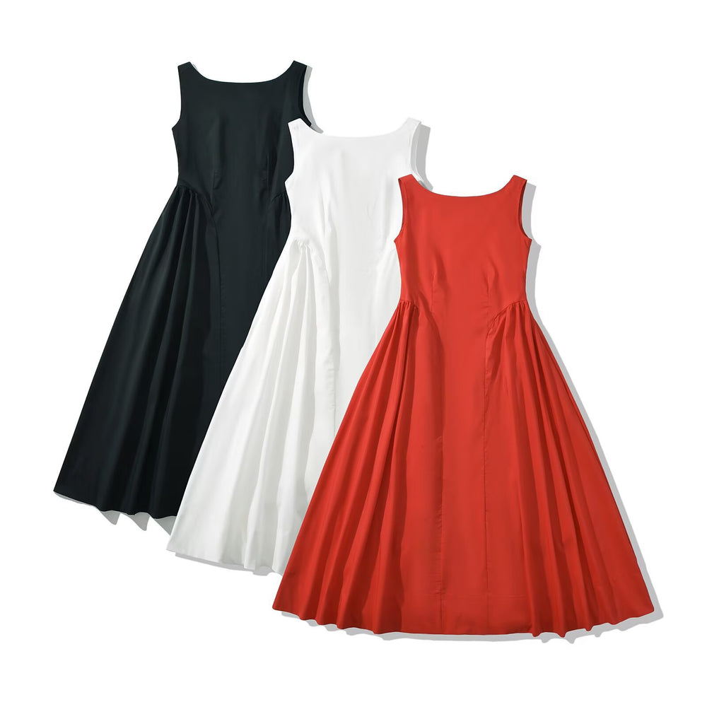 Damen Maxikleid mit elegantem, fließendem Schnitt und Rundhalsausschnitt EB