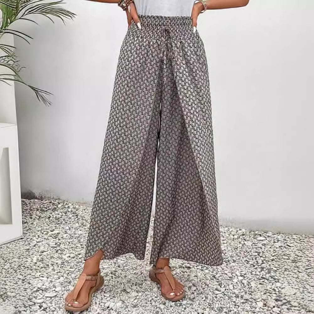 Damen Weite Palazzo-Hose mit elastischem Bund und grafischem Muster Heidi-Mode