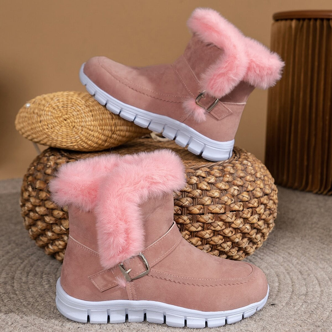 Damen Winterboots mit kuscheligem Kunstfellkragen und rutschfester Sohle EB