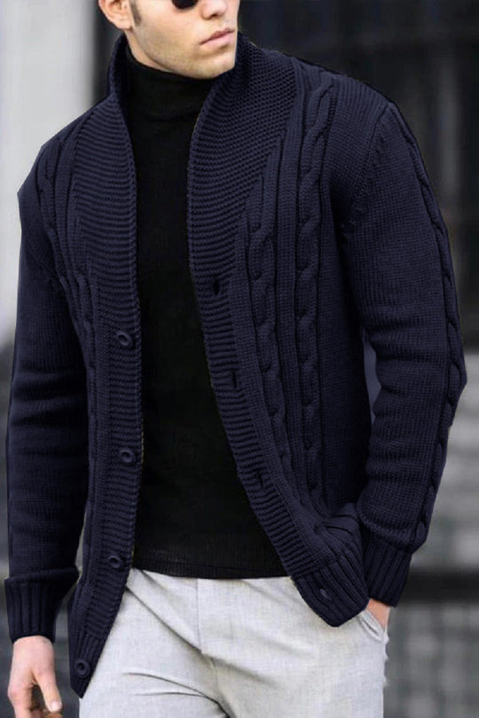 Herren Strickjacke mit robustem Zopfmuster und langlebigem Knopfverschluss EB