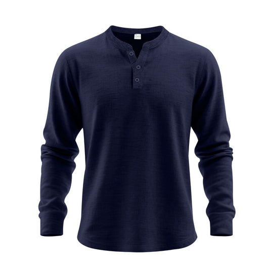 Herren nan langärmeliges Henleyshirt aus Thermo-Baumwollmix mit kurzer Knopfleiste und geripptem Kragen EB