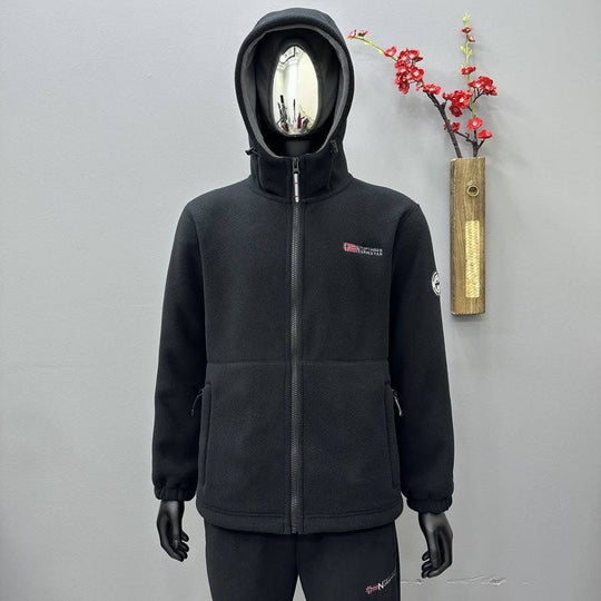 Damen Kapuzen‑Fleecejacke mit ergonomischem Stehkragen, Softshell‑Innenbesatz und Reißverschlusstaschen EB
