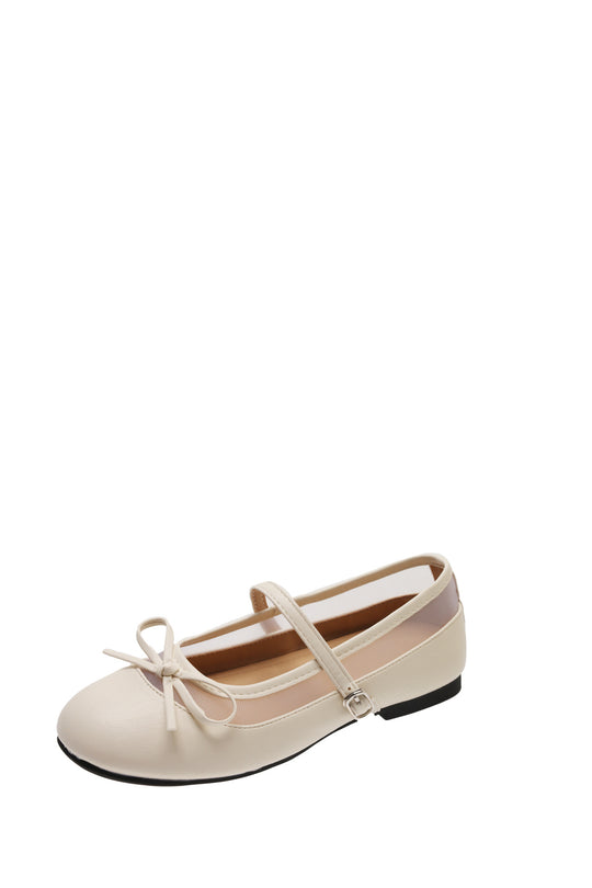 Damen elegante Ballerinas mit zartem Schleifen-Detail und atmungsaktiver Oberflächenstruktur EB