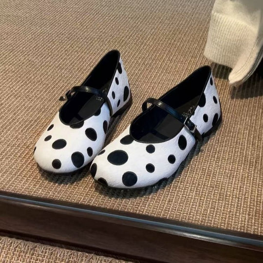 Damen Ballerinas mit modischem Punkten-Design und verstellbarem Riemchen EB