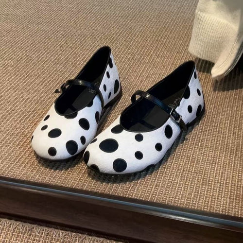 Damen Ballerinas mit modischem Punkten-Design und verstellbarem Riemchen EB