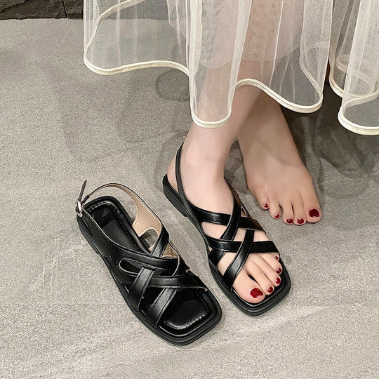 Damen Slingback Sandalen mit kreuzverzwicktem Riemendesign EB